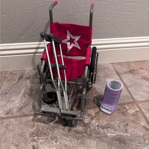 American Girl Wheelchair Set with Crutches and Cast